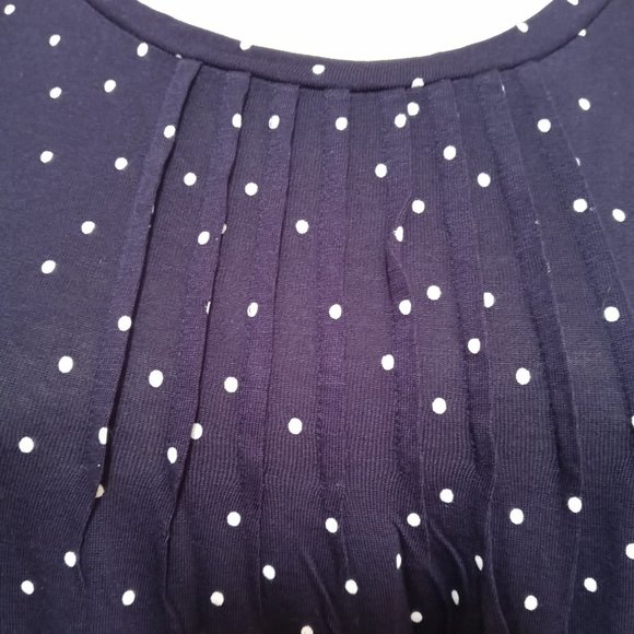 NWT LOFT Polk Dot SS Navy Blouse Soft Rayon - Picture 3 of 9